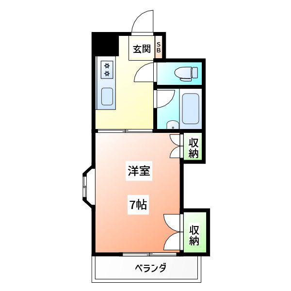 ジョイフル東野(1K/4階)の間取り写真