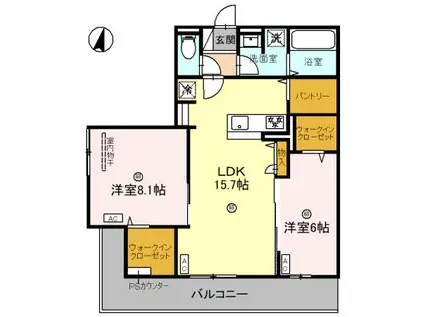 ディアコート芦屋大原町(2LDK/2階)の間取り写真