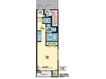JR常磐線 浪江駅 徒歩15分 2階建 築1年(1K/1階)の間取り写真