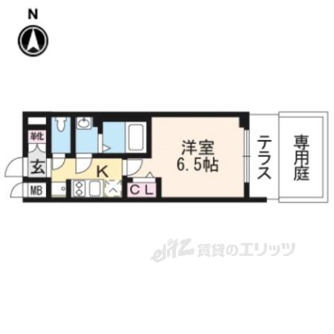 プレサンス京都二条 京華(1K/1階)の間取り写真