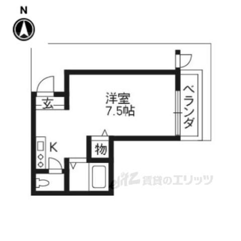 サンリッチ上桂(1K/1階)の間取り写真