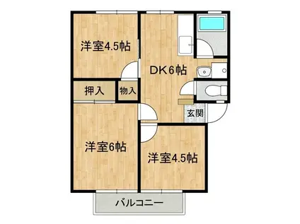 アーバンヒルA(3DK/2階)の間取り写真