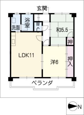 マンション久保田(2LDK/4階)の間取り写真