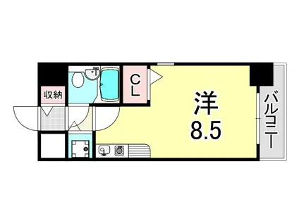 グランデール新神戸(ワンルーム/4階)の間取り写真