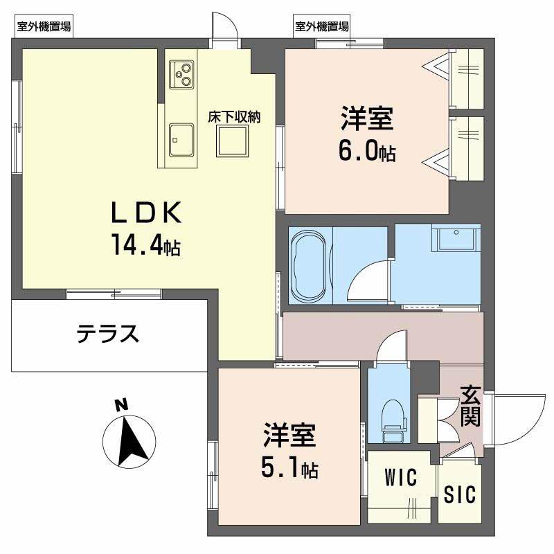 プレミアス鳳II(2LDK/1階)の間取り写真