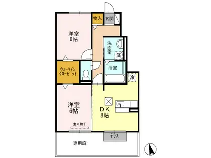 アーバン松本(2DK/1階)の間取り写真