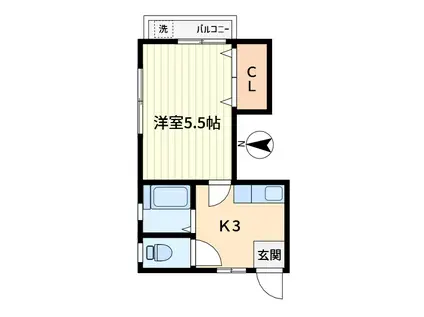 ヴィラ上池(1K/3階)の間取り写真