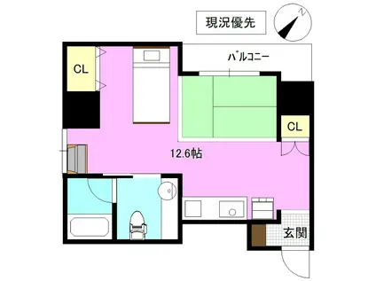 グランビア岡田(ワンルーム/8階)の間取り写真