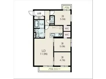 ALTUS南平岸(3LDK/4階)の間取り写真