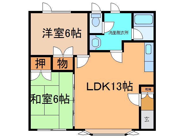 ヴィラフレール17(2LDK/2階)の間取り写真
