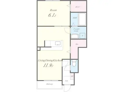 YS BISりんくう(1LDK/1階)の間取り写真