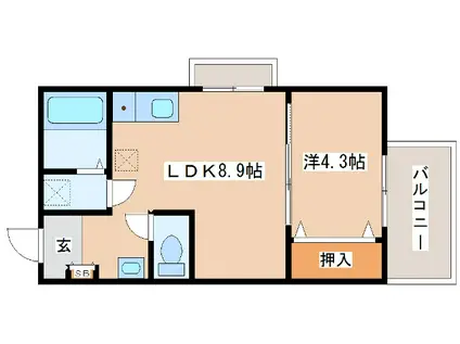 AQUA明石FLAP(1LDK/1階)の間取り写真