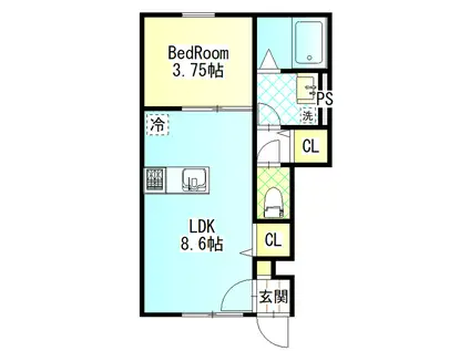 ELF妻鳥 1階(1LDK/1階)の間取り写真