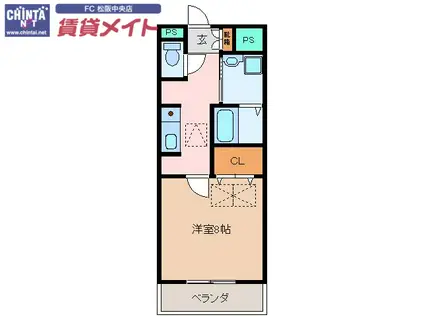 ルネスクレール(1K/1階)の間取り写真