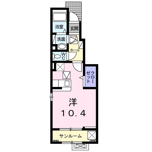 ニュー サニープレイス(ワンルーム/1階)の間取り写真