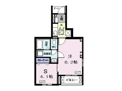 グランペ西ノ山(1SK/1階)の間取り写真