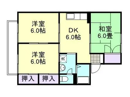 アンソレイユ尾崎A棟(3DK/2階)の間取り写真
