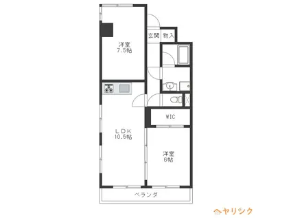 ペアシティーI・II(2LDK/1階)の間取り写真