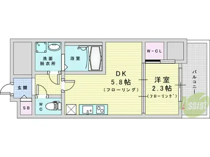 セレニテ江坂グランデ(1DK/10階)の間取り写真