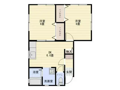 MOGIハイツ(2DK/1階)の間取り写真