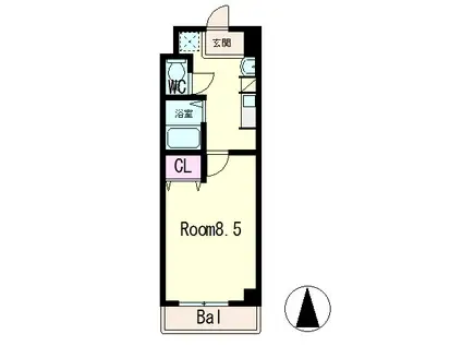 クレアトゥール21(1K/4階)の間取り写真