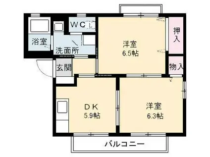 メゾンアムール(2DK/1階)の間取り写真