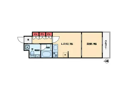 エグゼレジデンスタワー(1LDK/15階)の間取り写真