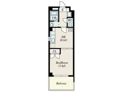 ルーミィ(1DK/4階)の間取り写真