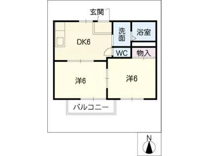 グリーンハイツ前後(2DK/2階)の間取り写真