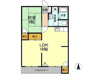 サンシティーフジ(1LDK/3階)の間取り写真