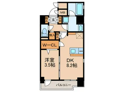 エステムコート神戸元町II THE SALON(1DK/13階)の間取り写真