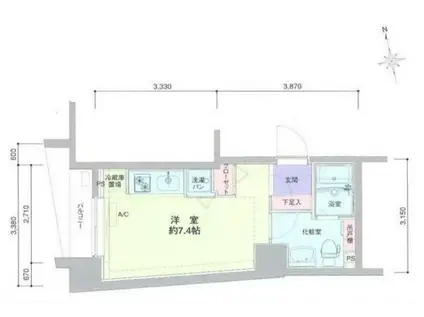 ドルチェ東京府中・弐番館(1K/5階)の間取り写真