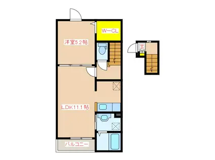 ラッキー III(1LDK/2階)の間取り写真