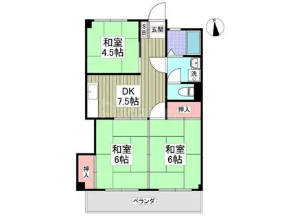 とくしんハイツ(3DK/3階)の間取り写真