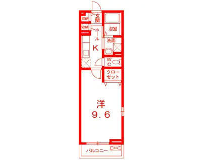ズィーベン久里浜(1K/2階)の間取り写真