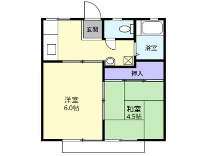 ラインハイム(2K/2階)の間取り写真