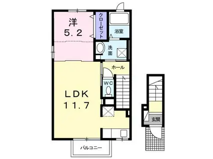 グランベルD(1LDK/2階)の間取り写真