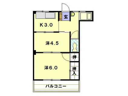 岩鐵ビル(2K/5階)の間取り写真