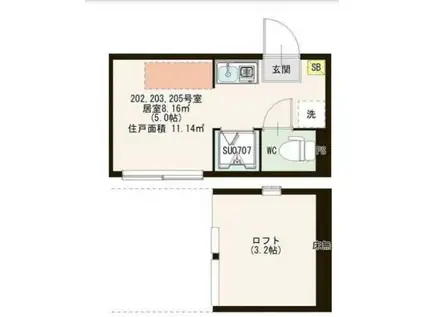 メゾンドオーヴ新高円寺(ワンルーム/2階)の間取り写真