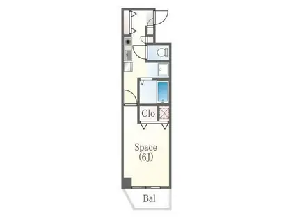 アスフローレス(1K/1階)の間取り写真