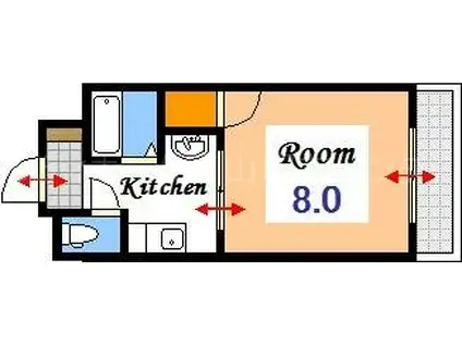 ジュネス津島・A棟(1K/2階)の間取り写真