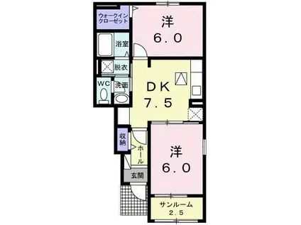 ファミール(2DK/1階)の間取り写真