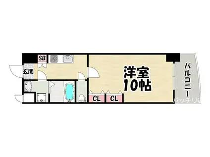 ロイヤルコンフォート渡辺通252(1K/14階)の間取り写真