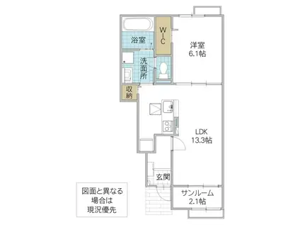 パルティーレIV(1LDK/1階)の間取り写真
