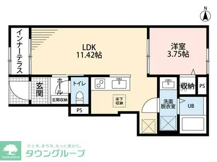 リーブルファイン草加青柳I(1LDK/1階)の間取り写真