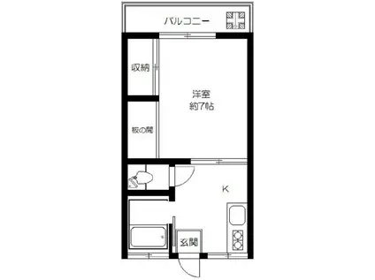 ニュータナベ第一(1K/2階)の間取り写真