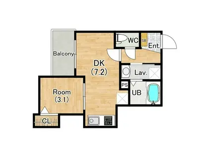 ジーメゾン桃谷(1DK/1階)の間取り写真