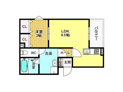 FSTYLE恵我之荘(1LDK/3階)の間取り写真