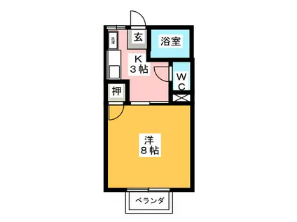 アミティエ(1K/1階)の間取り写真