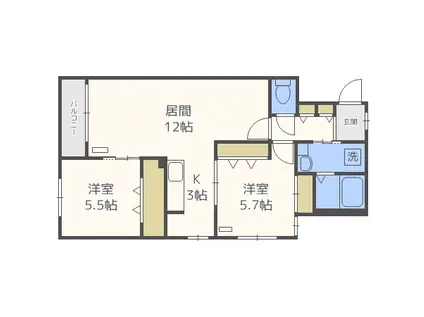 ラフレーズ(2LDK/3階)の間取り写真